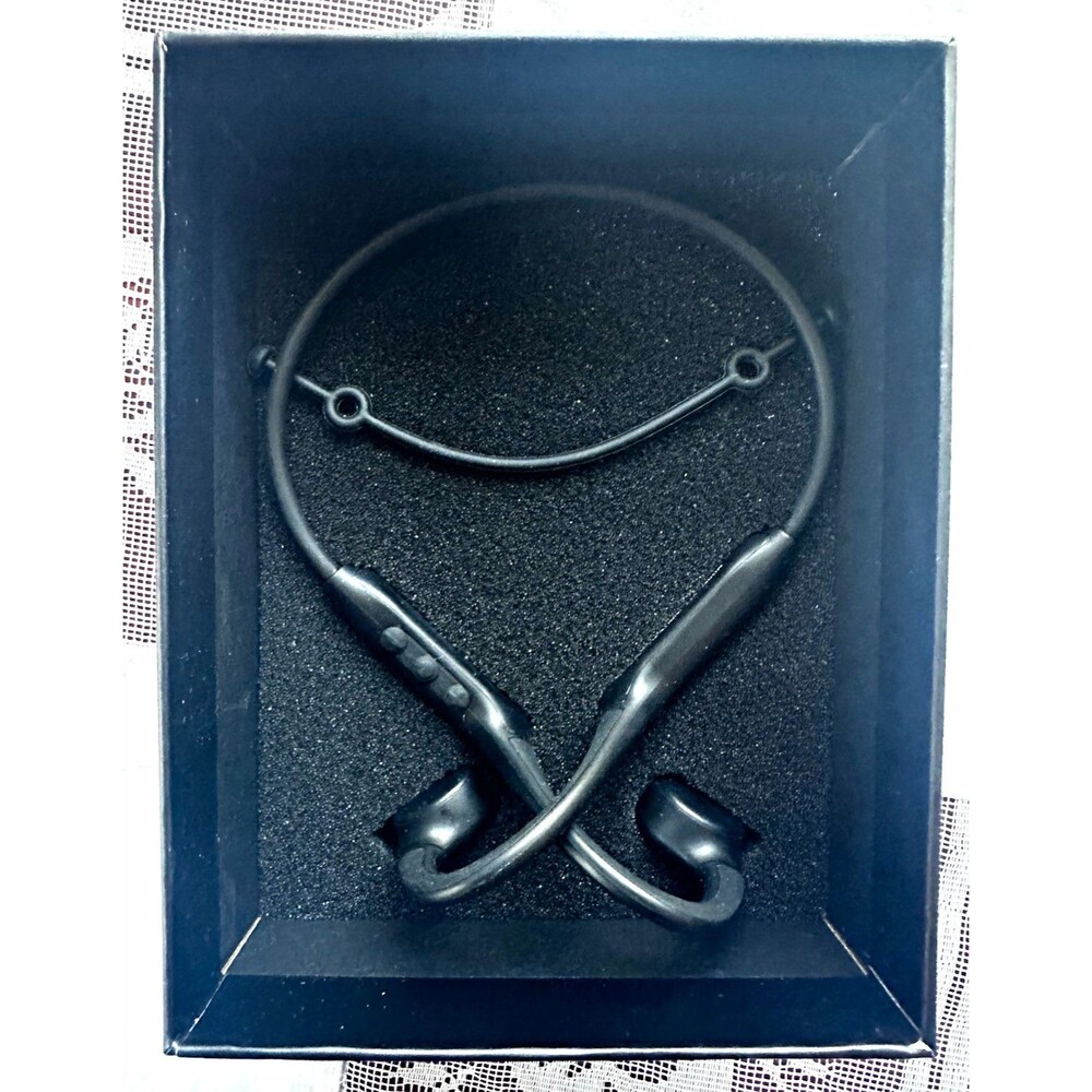 Bone Conduction Open-Ear Bluetooth Neckband Headphones Black w/ Cable